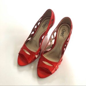 Carlos Santana Red Cut-Out Rescue Wedge Sandals
